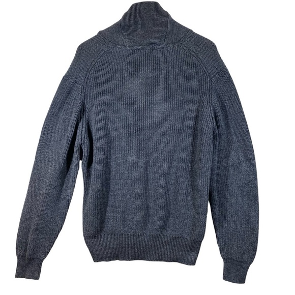 Alan Flusser Sweater Men XL 1/4 Zip Cotton Heather Gray High Neck Traditionalist - Picture 5 of 10